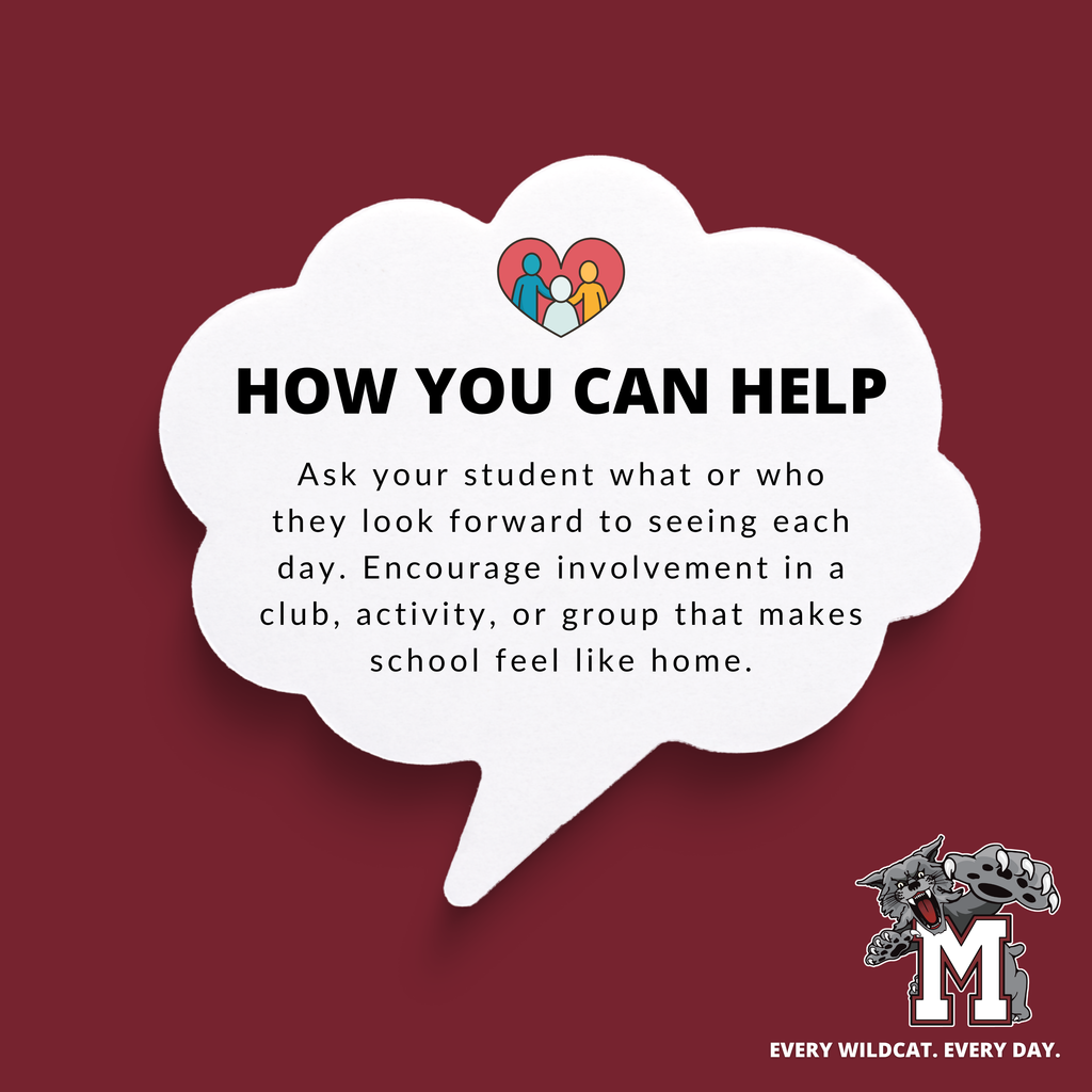 Maroon graphic that provides info on how you can help your child feel connected at school.