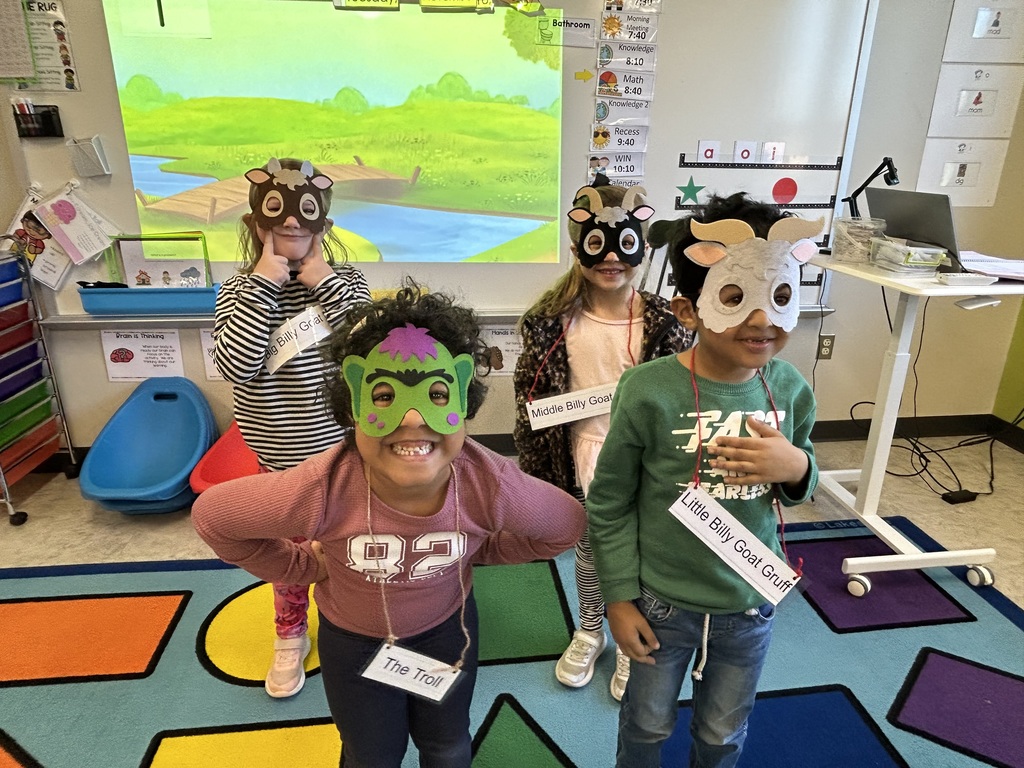 A group of young students acting out different folktales.