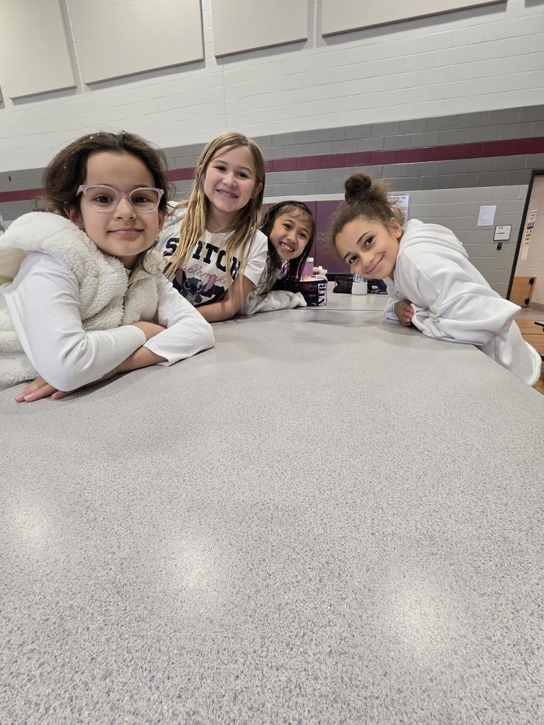 Students dressed in all white for a snow day theme.
