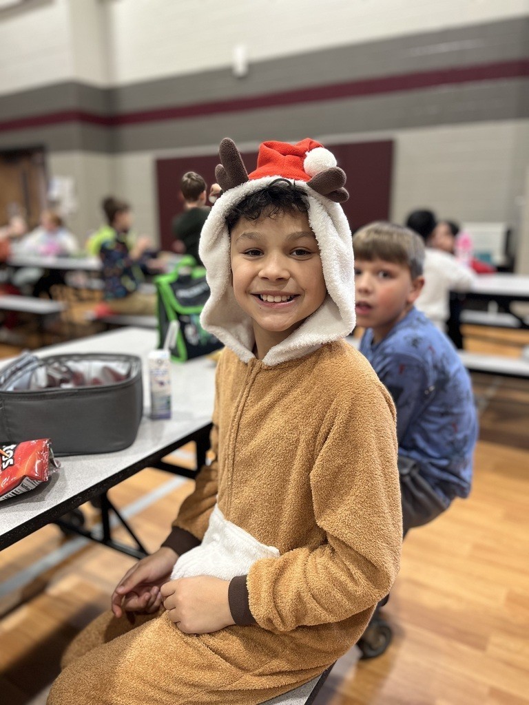 A student in a reindeer costume.