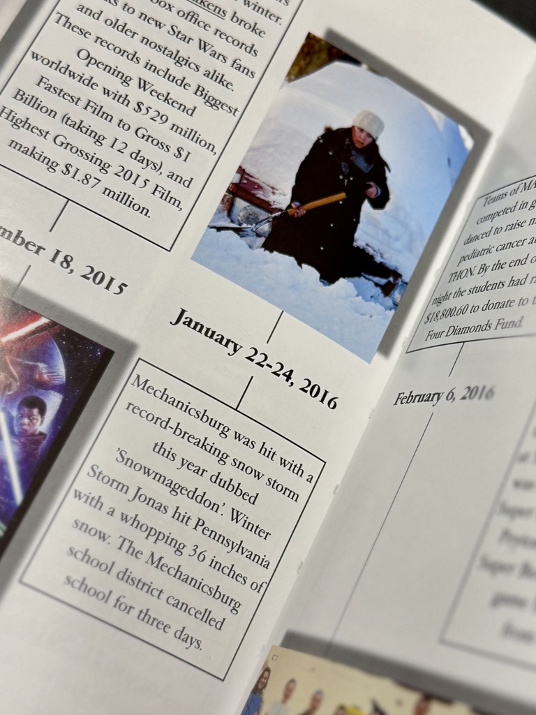 Picture of a timeline from a high school year book.