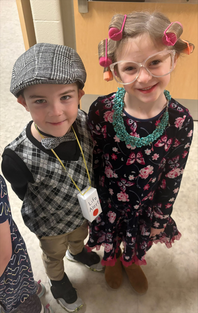 Young students dressed like they are 100 years old.