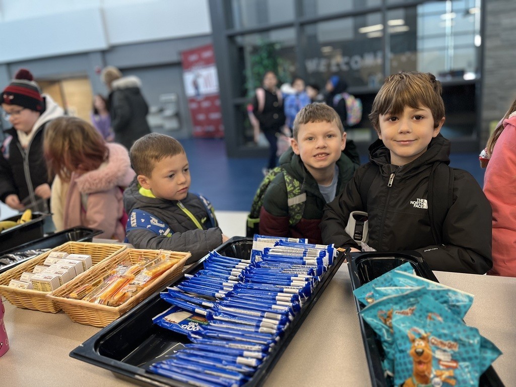 Students get breakfast at school.