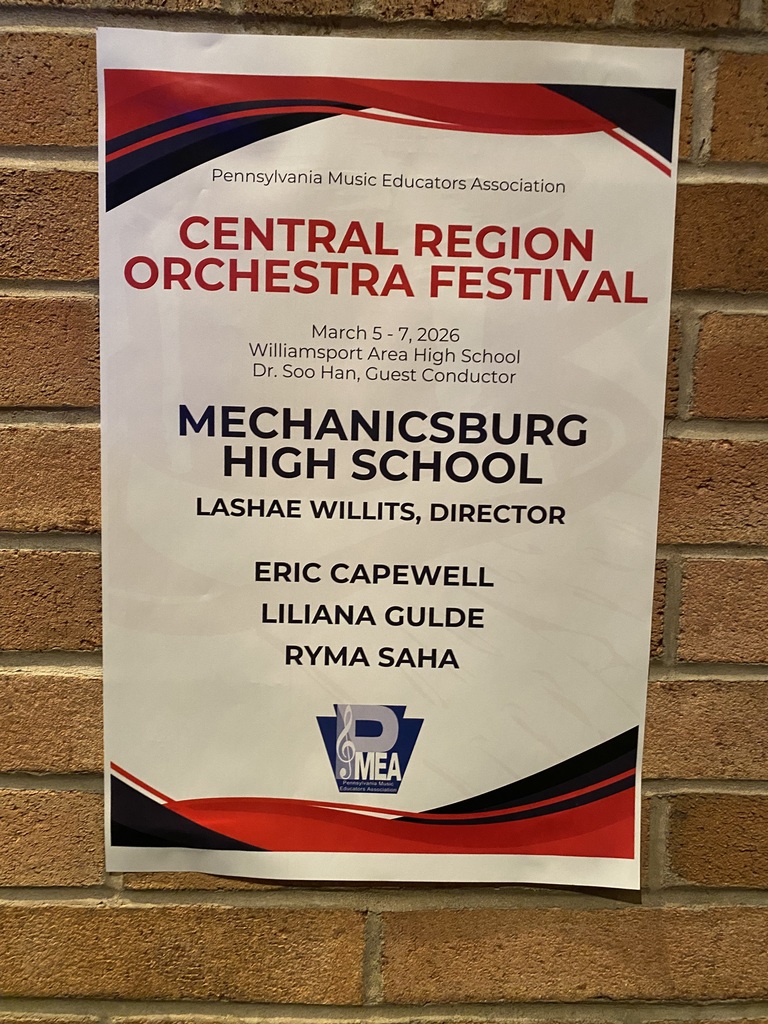 A sign that advertises student musicians who are performing in a show.