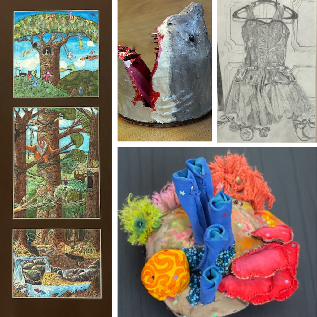 A collage of student created artwork.