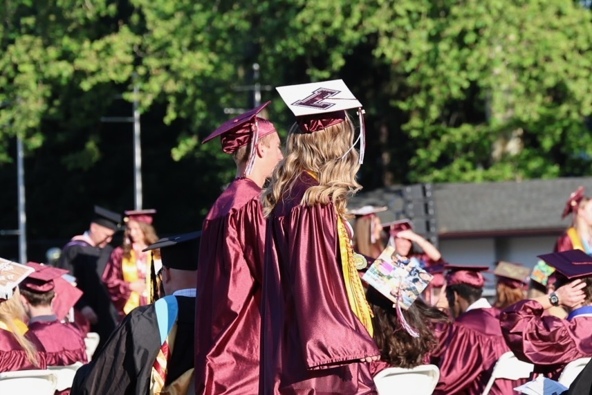 A decorated graduation cap.