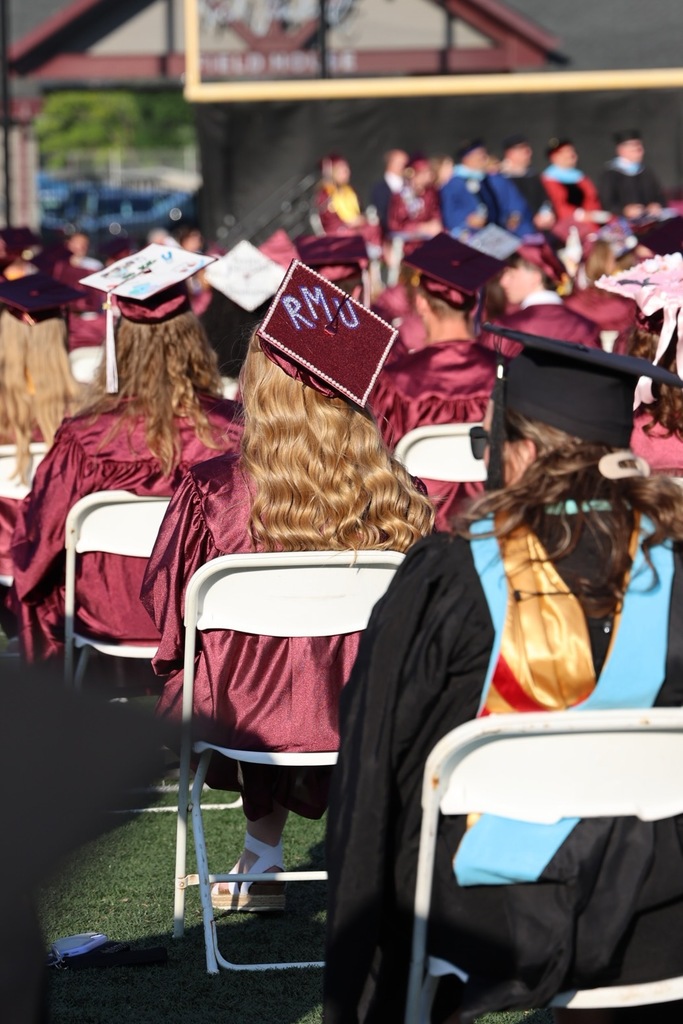 A decorated graduation cap.