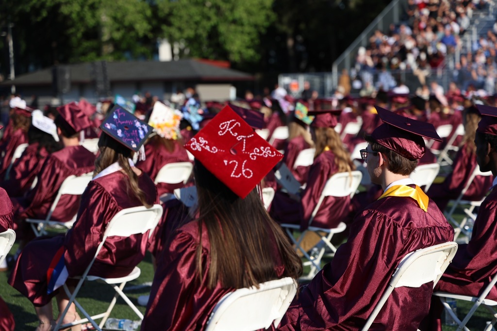 A decorated graduation cap.