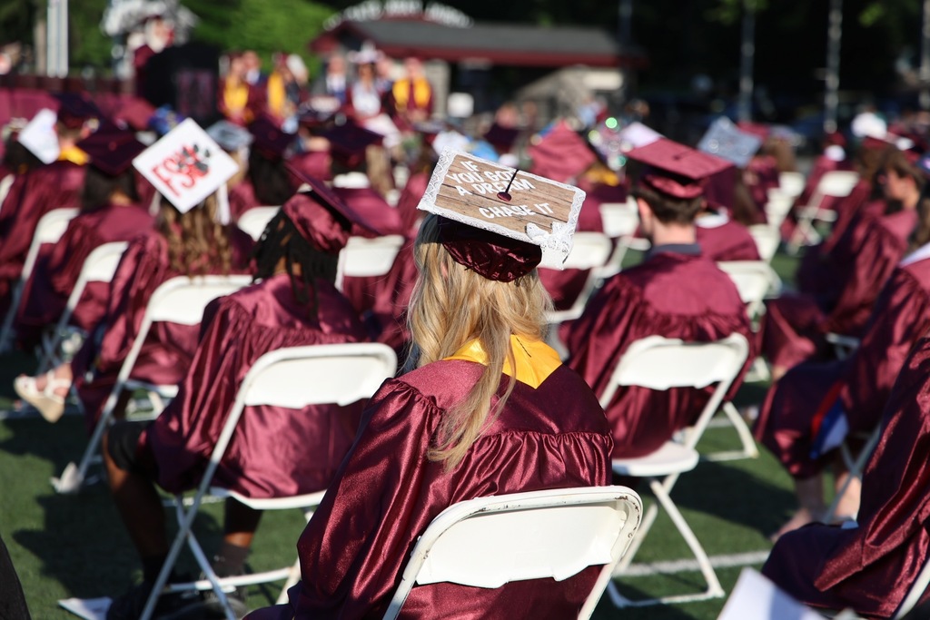 A decorated graduation cap.