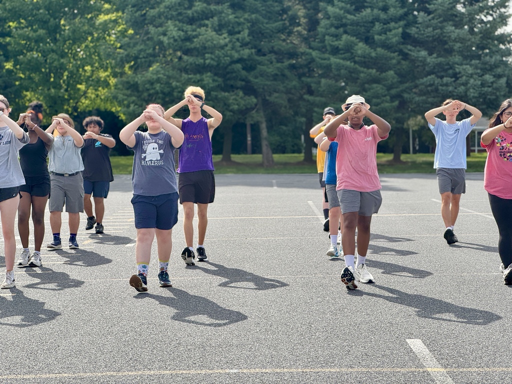 Students practice marching.