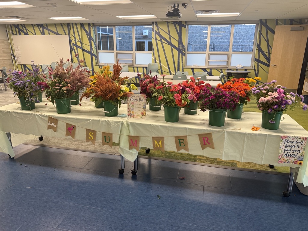 A table of fresh cut flowers.