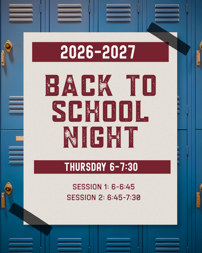 back to school night for tonight, 6-7:30 over a blue locker background