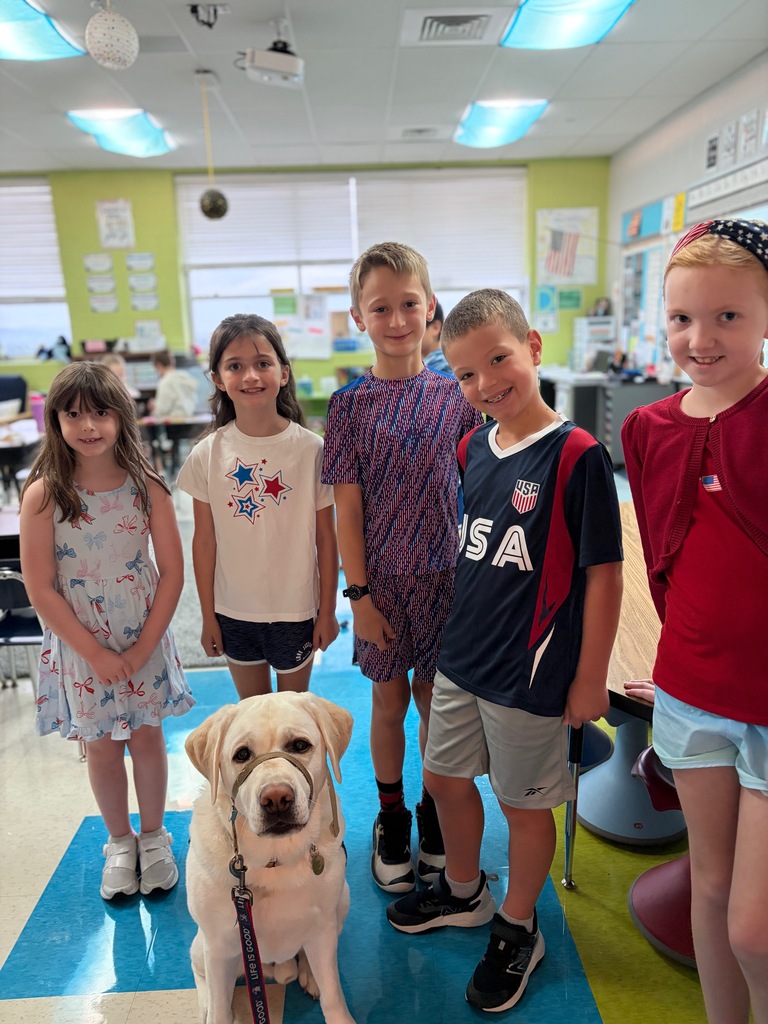 Students proudly wear red, white, and blue.
