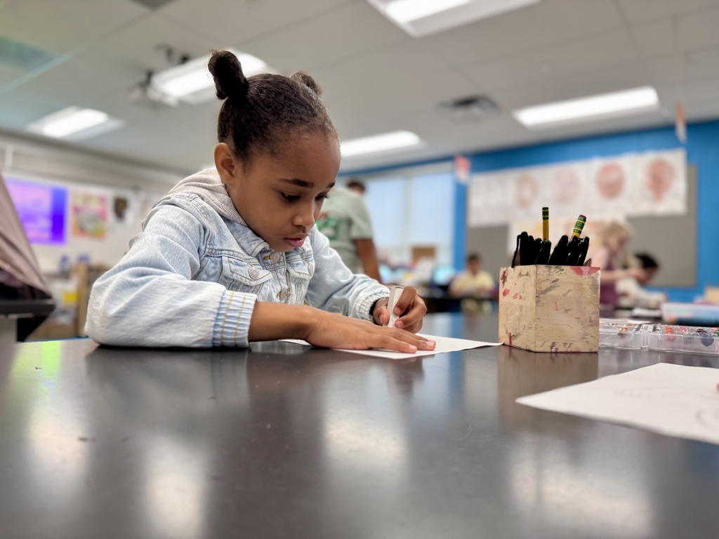 Students draw in art class.