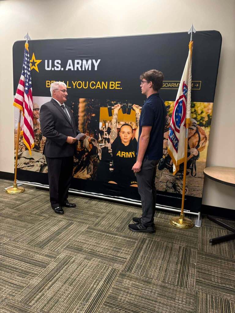 A student officially commits to the US Army.