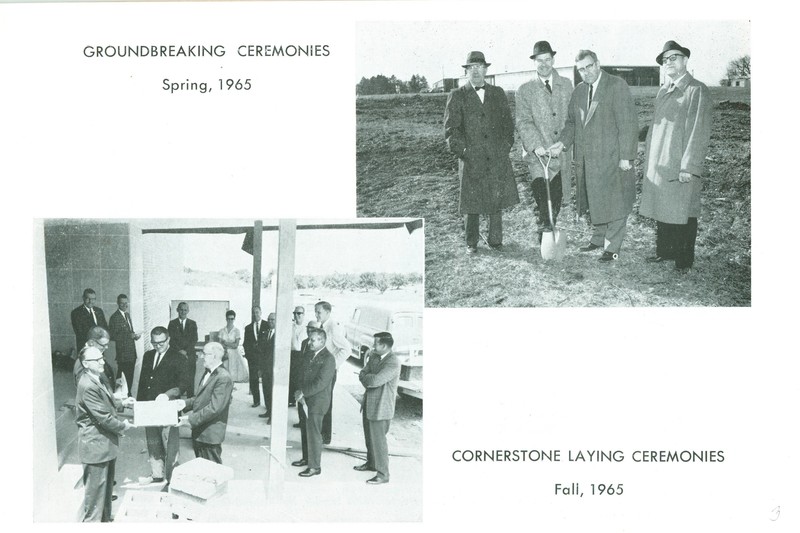 photos of 1966 UA administration laying cornerstone of building