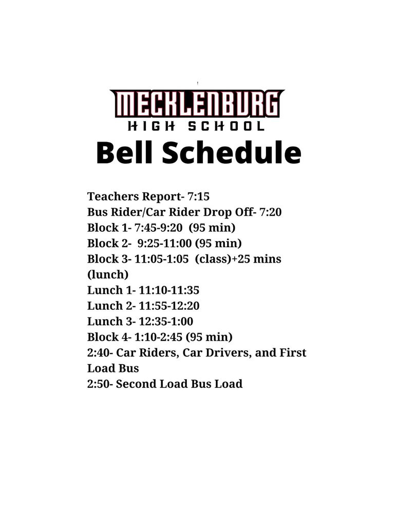 MCHS Bell Schedule