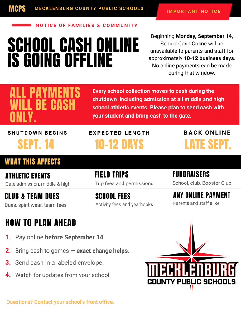 IMPORTANT NOTICE: School Cash Online