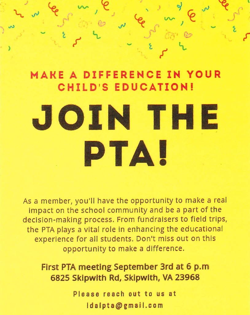 Invitation to Join the PTA on September 3rd.