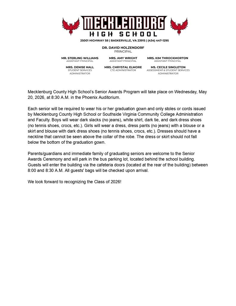 Senior Awards Announcement