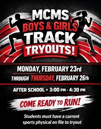 boys and girls track tryouts flyer