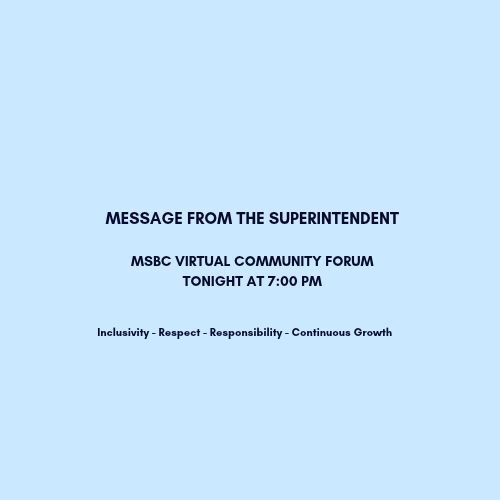 MSBC Virtual Forum Tonight