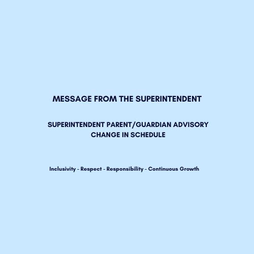Message from Superintendent 
