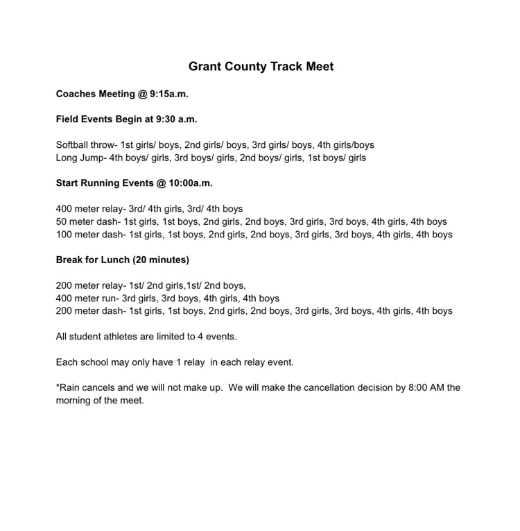  track meet schedule