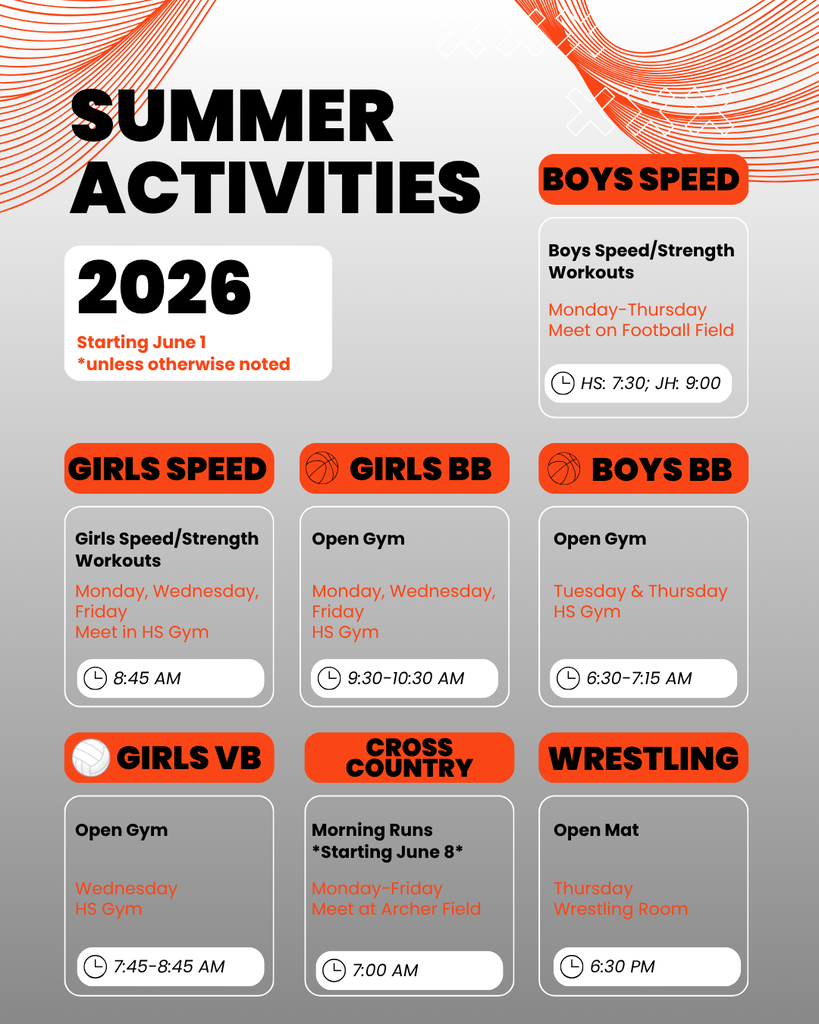 Summer Activities Schedule