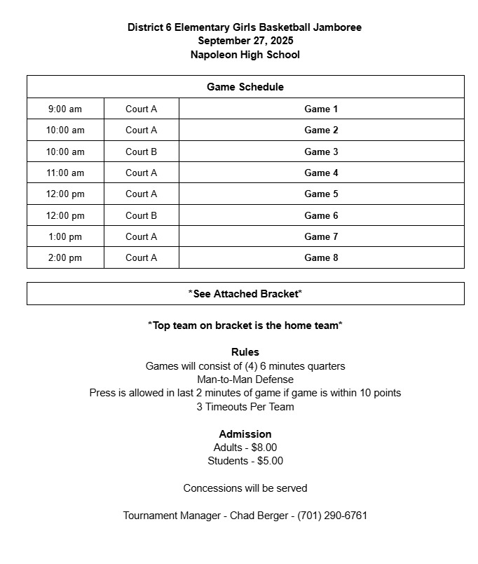 EGBB Tourney Schedule