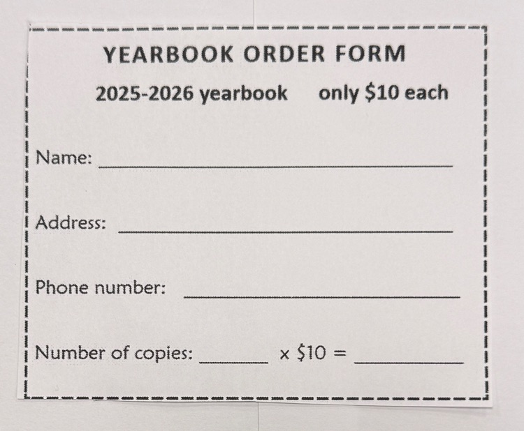 yearbook order form