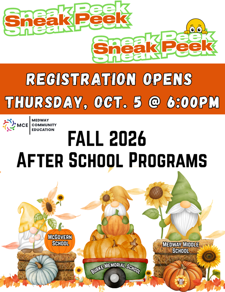 Fall After School Programs - Register today !
