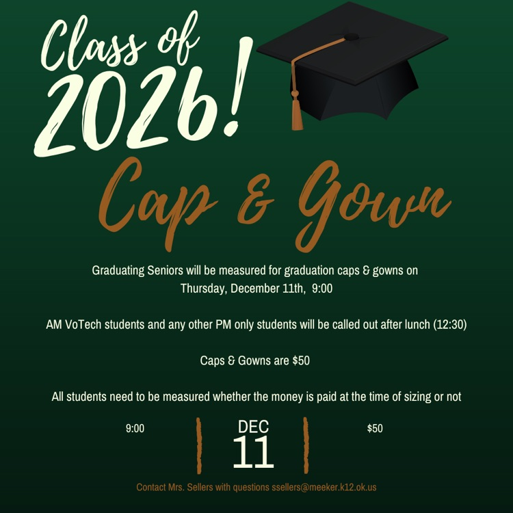 Senior cap and gown ordering