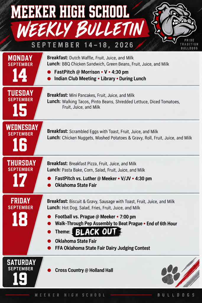 september14 through September 18 bulletin