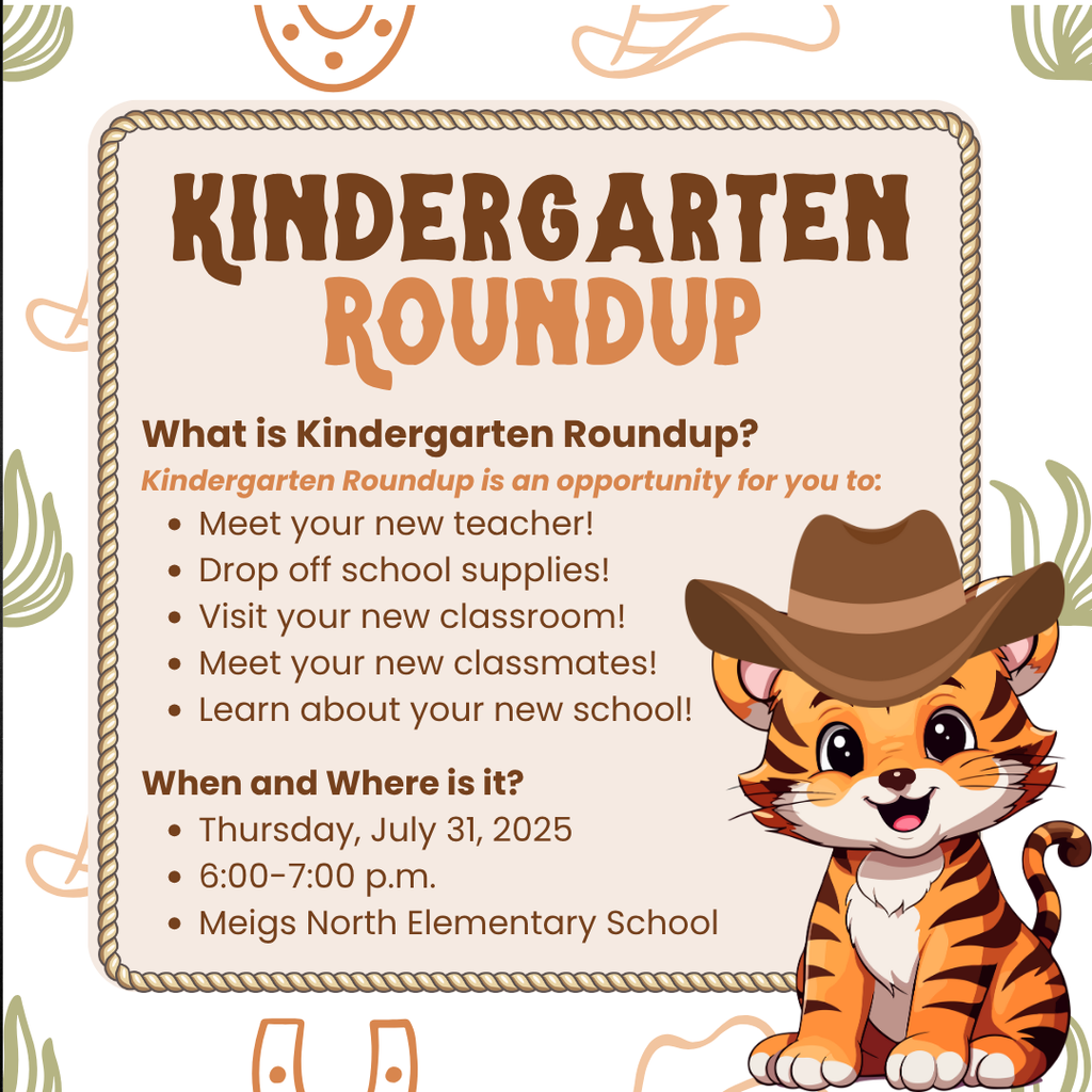 Kindergarten Roundup announcement with cute tiger in cowboy hat