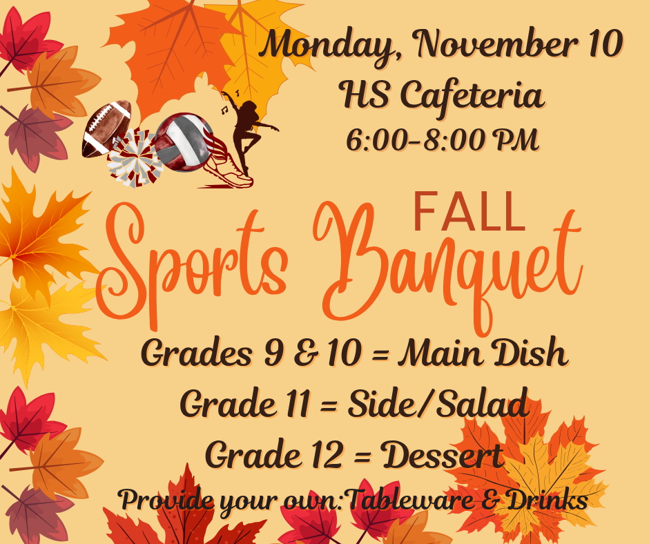 Fall Sports Banquet - November 10th @ 6 PM