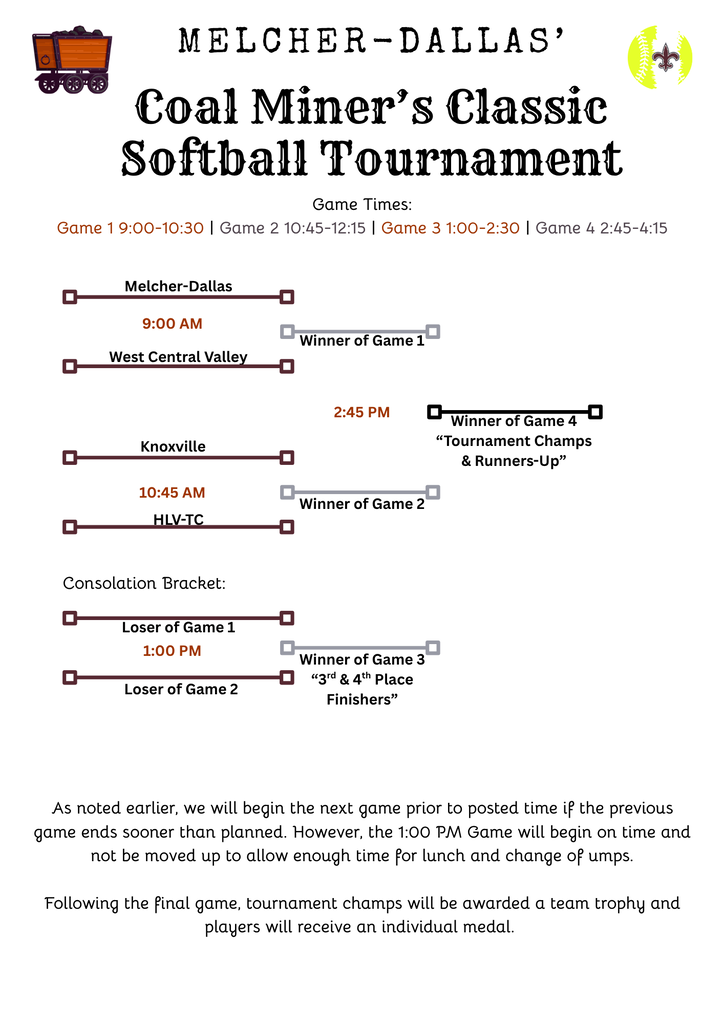 Coal Miner's Tournament Info - UPDATED