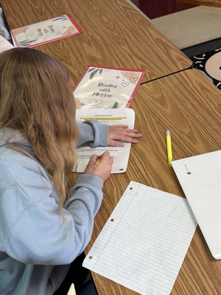 R.A working hard on her comprehension questions 
