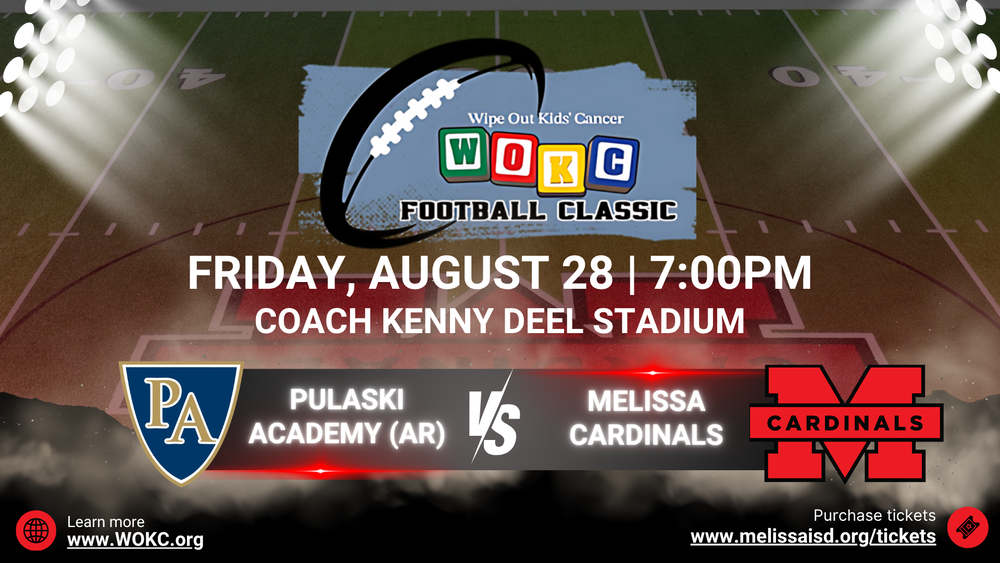 Join Us for the Melissa Cardinals Home Opener, Wipe Out Kids’ Cancer Football Classic