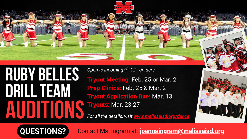 High School Ruby Belles Drill Team Tryout Information & Important Dates for 2026-2027
