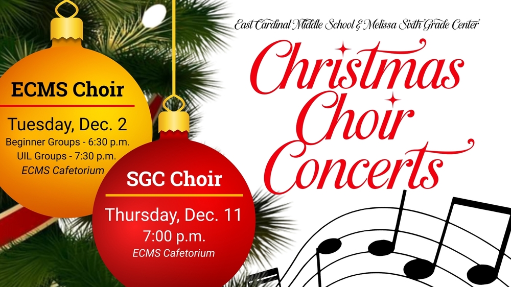 East Cardinal Middle School and Sixth Grade Center Choirs to Perform Christmas Concerts