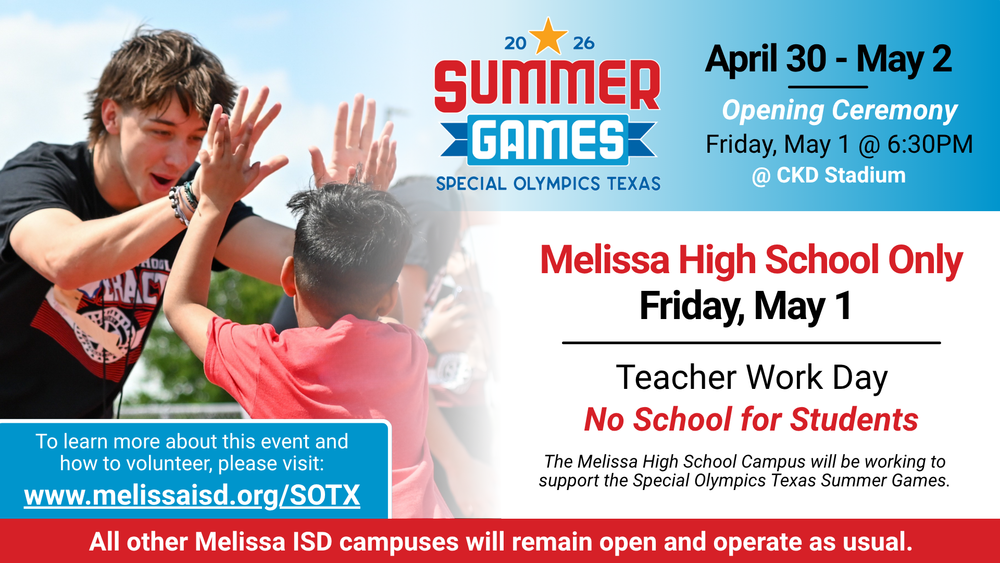 Melissa ISD to Host the 2026 Special Olympics Texas Summer Games on April 30 - May 2