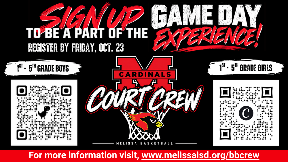 Melissa Basketball Invites Students in 1st-5th Grade to Join the Cardinal Court Crew