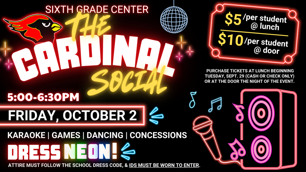 The Cardinal Social at Melissa Sixth Grade Center on Friday, October 2, 2026