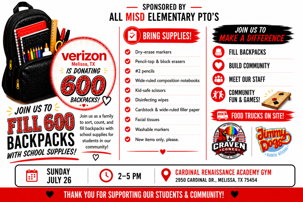 PTO Family Fun Event: Help Us Fill 600 Backpacks for MISD Students 