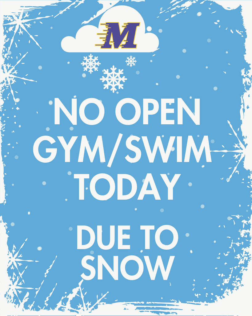 blue background with snowflakes no open gym today due to snow