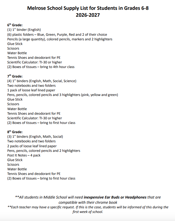 MS Supply List