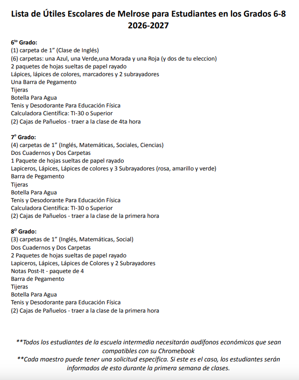 MS Supply List