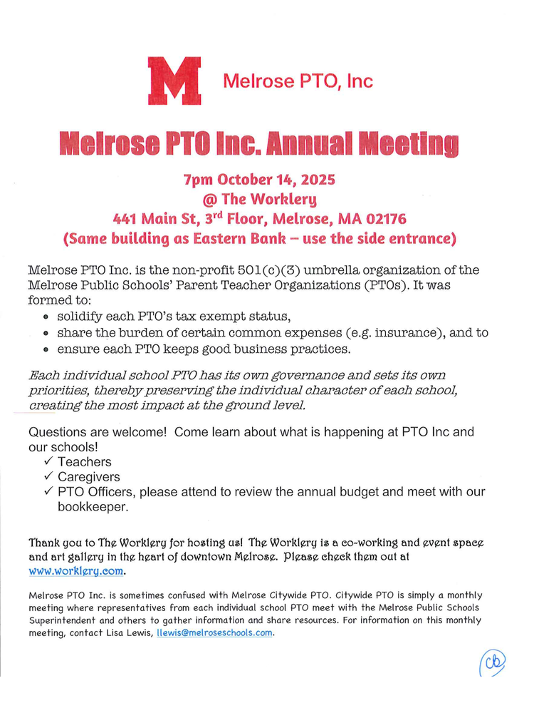 Melrose PTO Annual Meeting 