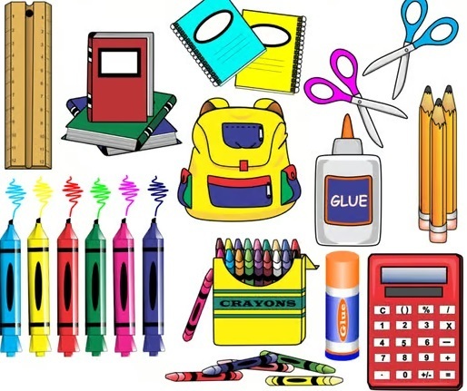 graphic of variety of typical school supplies